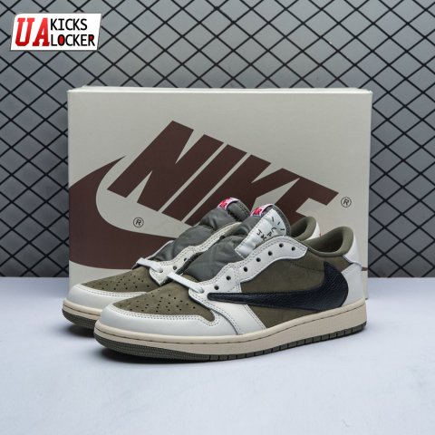 Travis Scott x Air Jordan 1 Low OG Medium Olive DM7866 200 Unisex