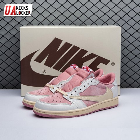 Travis Scott x Air Jordan 1 Low OG Pink Beige Red DM7866-600 Unisex