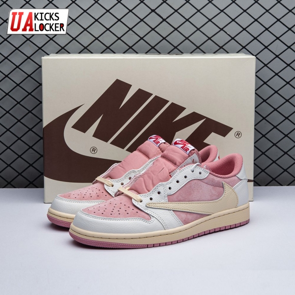 Travis Scott x Air Jordan 1 Low OG Pink Beige Red DM7866-600 Unisex