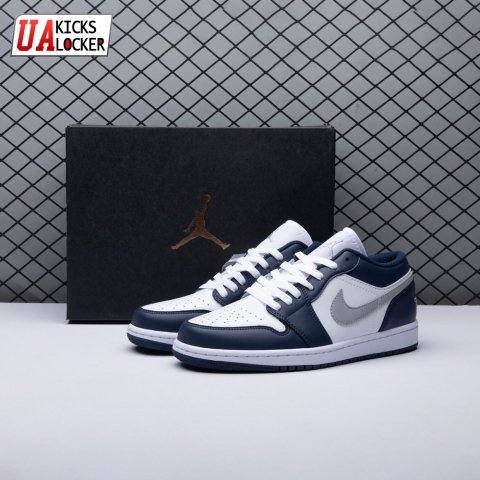 Jordan 1 Low Wolf Grey Midnight Navy 553558-141 Unisex