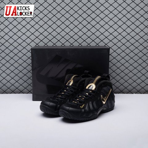 Nike Air Foamposite Pro Black Metallic Gold 624041-009 Unisex