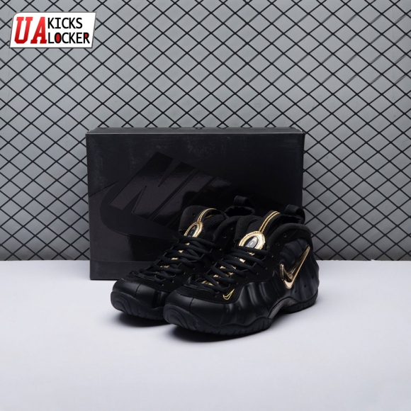 Nike Air Foamposite Pro Black Metallic Gold 624041-009 Unisex